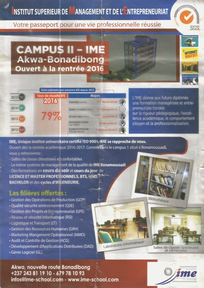 IME-SCHOOL (Institut supérieur de Management et de l'Entrepreneuriat)
